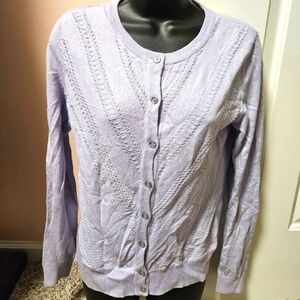 New York & Company Purple Silver Cardigan Sweater